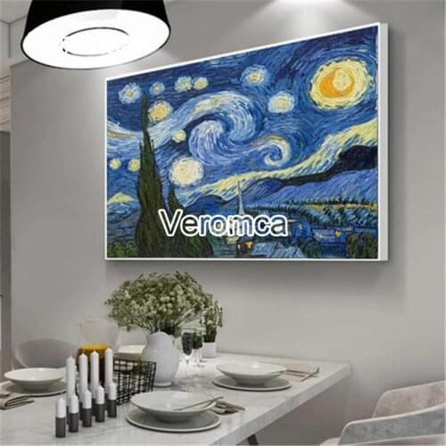 5D Full Diamond Painting Van Gogh Starry Sky Poster Cross Stitch Abstract Diamond Embroidery Living Room Decor Mosaic Diy Gift