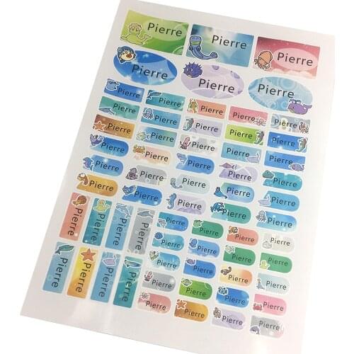 64Pcs Sea Fish Cute Decals Name Tags Stickers Personalized Printing Custom Labels For Children Camp Daycare School Stationery