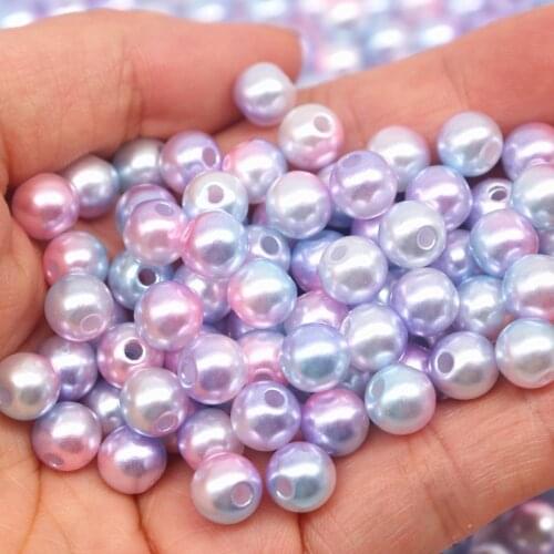 8mm Round ABS Imitation Pearls Beads Gradient Mermaid Acrylic Spacer Beads for Jewelry Making DIY Handmade Accessories 10g