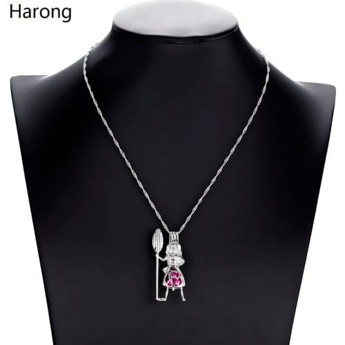 Animation Moana Pearl Cage Stainless Steel Pendant Necklace Metal Chain Cartoon Princess Cosplay Costume Women Girl Gift Jewelry