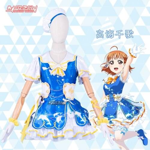 Anime LoveLive μs Aqours SIF ps4 Takami Chika Lolita Dress Uniform Party Cosplay Costume Women Halloween Free Shipping 2021 New