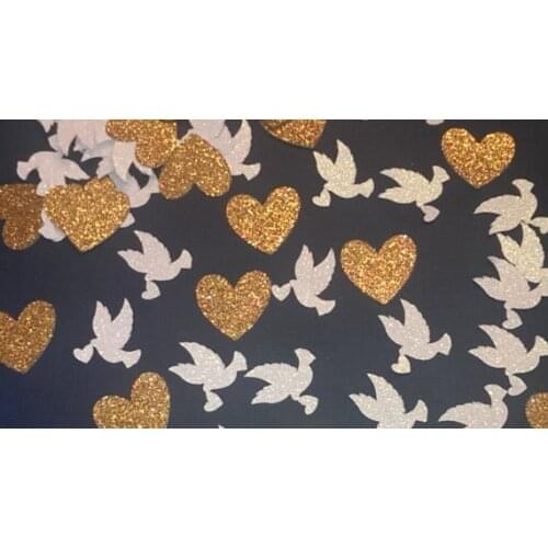 White and Gold Dove and Heart Table Scatter Table decor scrapbook Confettis