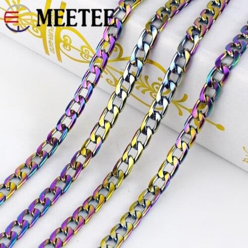Meetee Width 7mm Metal Chains Shoulder Straps Decorative Chain DIY Bags Shoes Clothing Purses Strap Replacement Handle Accessory