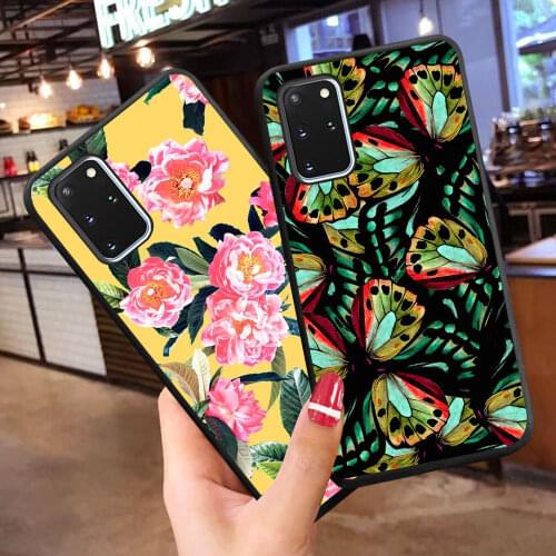 Butterfly floral Phone Case For Samsung S20 Plus S10 E S8 S9 plus A51A71 A50 A70 A30 A7 2018 Patterned Soft TPU Silicone cover