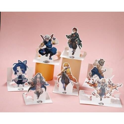 Demon Slayer Anime Paper Stand Figure Anime Model Desktop Decoration Figure Toys Greeting Card Kids Gift