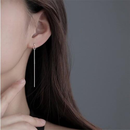 925 Sterling Silver Tassel Long Charm Drop Earring For Women Girls Wedding Jewelry eh578
