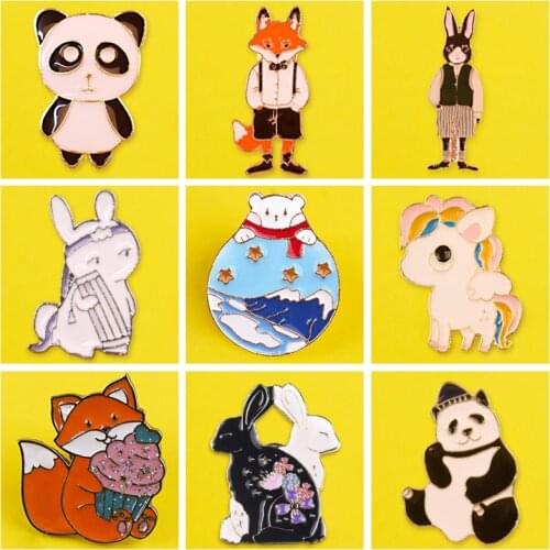 Cute Animal Enamel Pin Pattern Metal Badges Pins and Brooches for Women Men Lapel pin Creative Gift backpack bag jacket badge