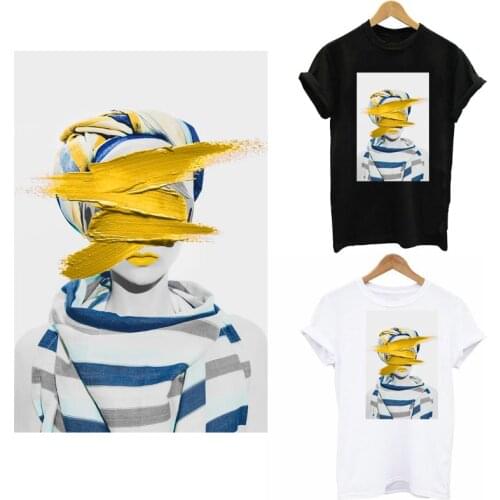 Aesthetic Girl Heat Transfer Sticker For Clothes Fashion Model Iron On Patches On Clothes Women T-shirt Dress Accessory Decor