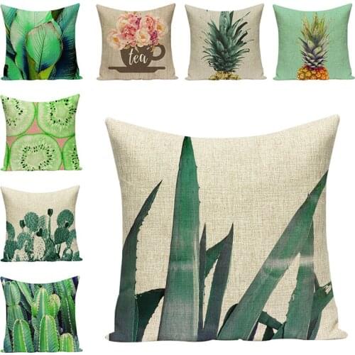 Plants Printed Cactus Cushion Covers Pillowcase Cotton Linen Art Pineapple Decorative Cushions Pillow For Chair Home Decor Gift