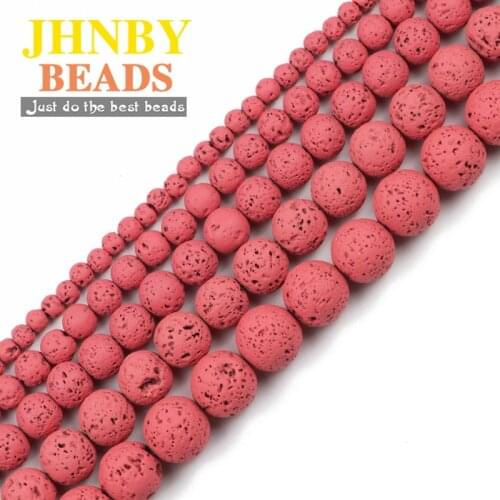JHNBY Rubber Paint Watermelon red Lava 4/6/8/10/12MM Natural Stone Spacers Round Loose beads for Jewelry making DIY bracelets