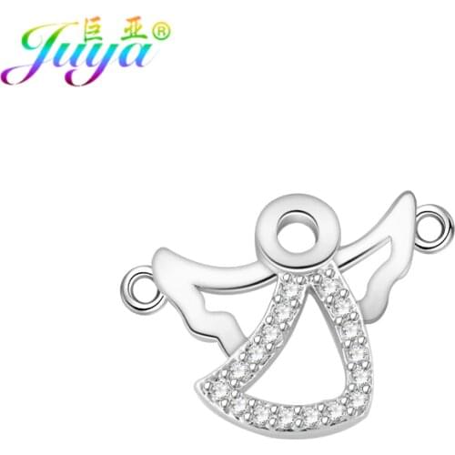Juya DIY Women Kids Needlework Jewelry Material Micro Pave Zircon Angel Jewelry Findings Crystal Connector Charms Accessories