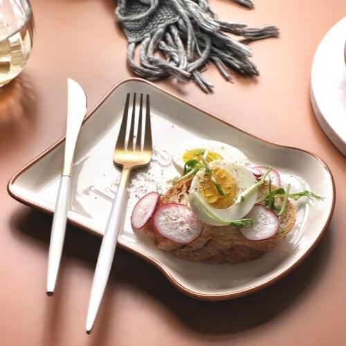 Ceramic Fruit & Bread Plate Word Fruit Dessert Plate Solid Breakfast Dish Creative Smooth Kitchen Decorations Multipurpose