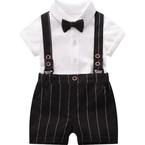Baby Boy Handsome Rompers Little Gentleman Tie Outfit Newborn One-Piece Cotton Clothing Button Jumpsuit Boys Party Suit Dress