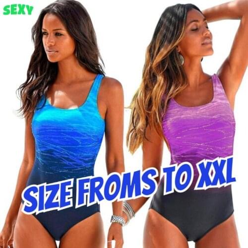 HOT Womens Bikini Push-up Swimwear One-piece Swimsuit Gradient Printed Plavky Sexy Female Beachwear plus size swimwear