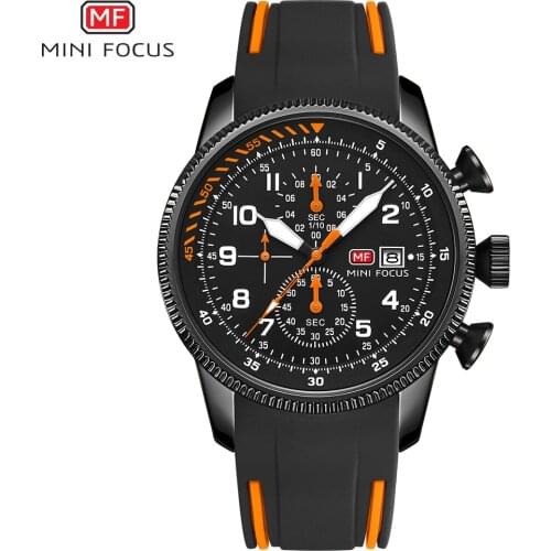 MINI FOCUS New Men Luxury Quartz Watches Top Brand Military Sport Wrist Watch Men Silicone Band Waterproof Chronograph Relogios