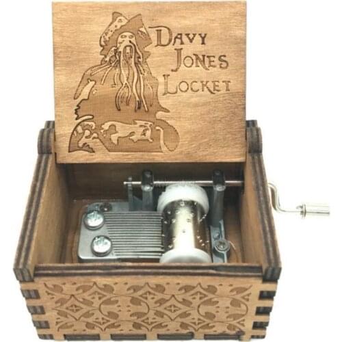 Pirates of the Caribbean Music Box Hand-operated Davy Jones Antique Carved wooden Musical Boxes Caja de musica Gift for kids