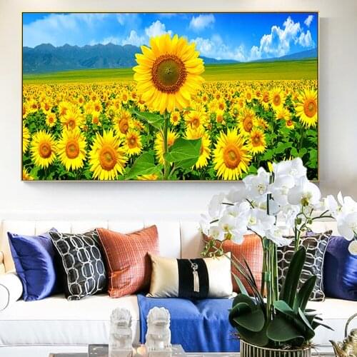 5D Diamond Painting Kits For Adults Full Drill DIY Round Embroidery Art Flowers Diamonds Wall Decor Mosaic Gifts Sunflower