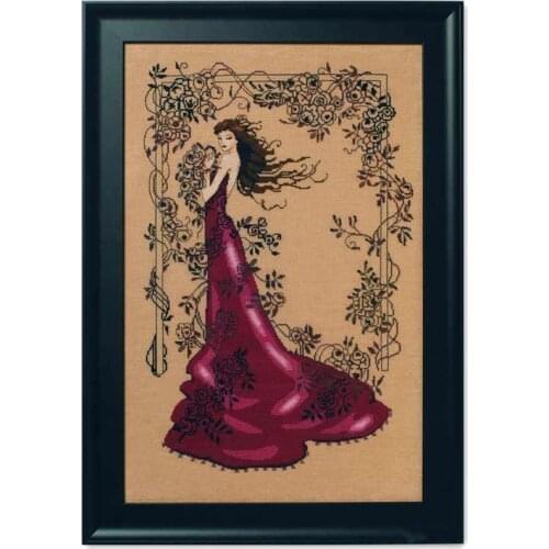 Lady of mystery cross stitch kit design 14ct 11ct linen flaxen canvas cotton silk embroidery DIY needlework