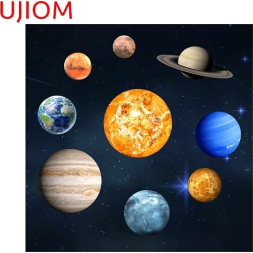 UJIOM Planet Solar System Wall Stickers Waterproof Home Office Living Room Decoration Decals Childrens Bedroom Poster Wallpaper