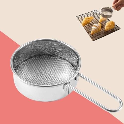 Stainless Steel Colander Sieve Hand-Held Multifunctional Fine Mesh Strainer Small Flour Sieve Strainer Flour Sifter Coxeer