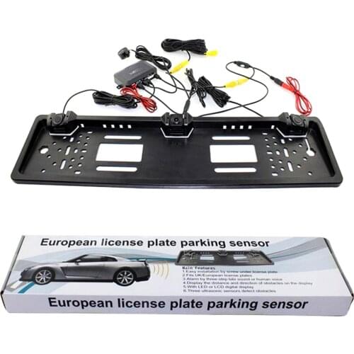 European License Plate Automatic Video Parking Reversing Radar HD Rear View Backup Camera Without Drilling Car Accessories