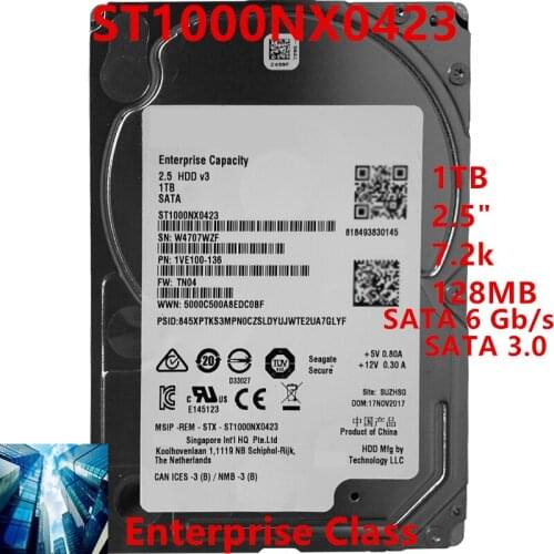New HDD For Seagate Brand 1TB 2.5" 7.2K SATA 6 Gb/s 128MB For Internal HDD For Enterprise Class HDD For ST1000NX0423
