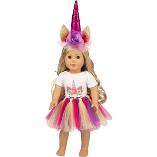 Doll clothes for 45 cm American doll accessories and new born doll pink birthday princess girls dress toys for girls