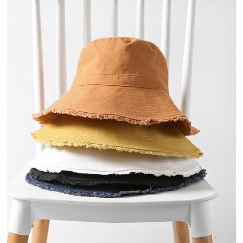Hong Kong Style Solid Color Rough Selvedge Fisherman Hat Spring and Summer Sun Protection