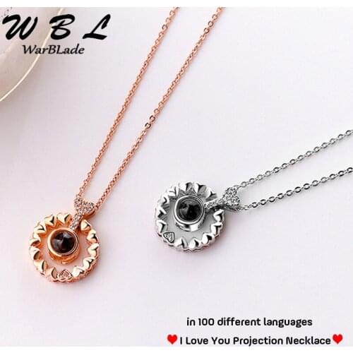 2019 Fashion Charm Women Memory Necklace Rose Gold Roman Numerals 100 Languages I Love You Crystal Pendant Jewlery Gift