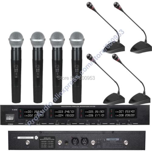 First-Class Digital Wireless Meeting Conference Audio Microphone Mic System - with 4 Desktop Gooseneck 4 Handheld Mic