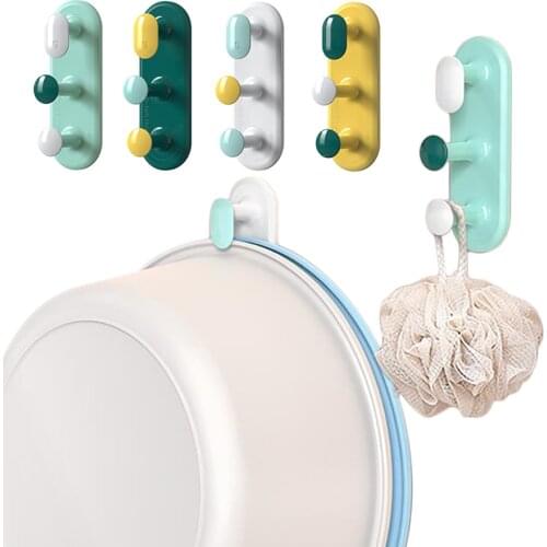 Plastic Wash Basin Holder Waterproof Mutifunctional Wall Hanger Self Adhesive Bathroom Kitchen Organizer Hook