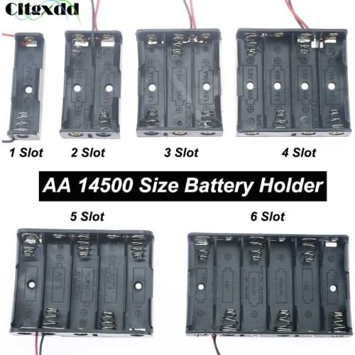 Cltgxdd AA 14500 Plastic Battery Storage Case Box 1 2 3 4 5 6 Slot Way 1.5V DIY Batteries Holder Spring Clip W/ Wire Lead Pin
