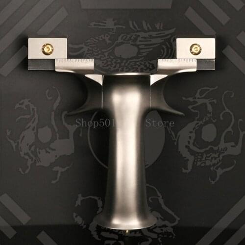 High Quality Titanium alloy Slingshot with Flat Rubber Band for Handle Outdoor Hunting Shooting Catapult