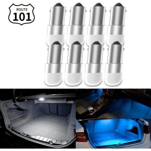 Route101 8x Car Interior Light 12V BA9S LED T4W Footwelldoor Courtesy Trunk Cargo Bulb Auto Lamp Lighting H5W 256 1895 1893 257