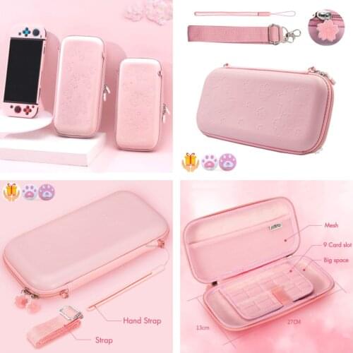 Pink Storage Bag Cover Case For NS Switch Portable Travel Carrying Bag Sakura-Compatible For Nintend Switch Game Accessories