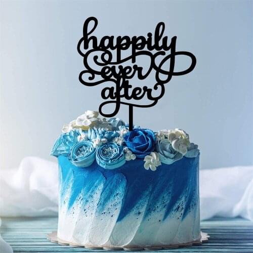 Happily Ever After Wedding Cake Topper Acrylic Wood Engagement Bride And Groom Party Cake Decorations