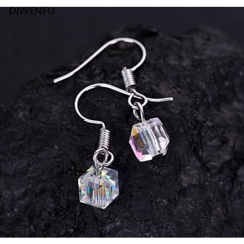 S925 Sterling Silver Cube Crystal Earrings for Women Bohemia Christmas Gift Fine Jewelry Fashion Luxury Wedding Earrings Women