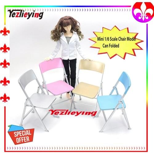 1/6 Scale Min Dollhouse Furniture Folding Chair With Ashtray Gift for Dolls Action Figures Multicolor Children Toys Accessories