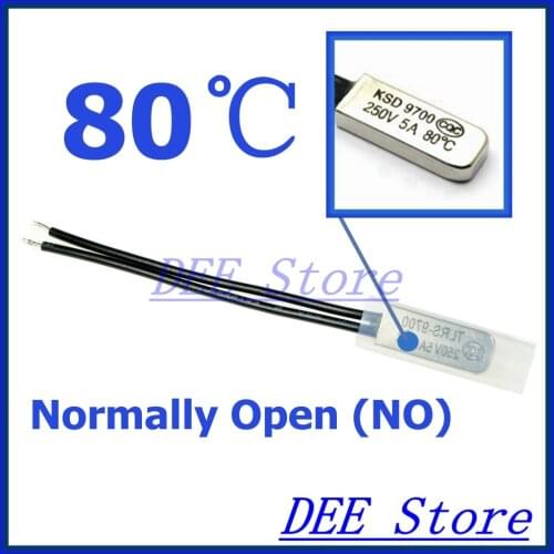 10Pcs/lot 80C Degree Celsius / 176F NO Normal Open Thermal Protector Sensor Thermostat temperature control fuse switch 250V 5A