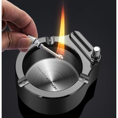 Creative Million Times Match Ashtray Metal Stainless Steel Oil Lighter Multifunctional Flint Kerosene Lighter Boy Friend Gift