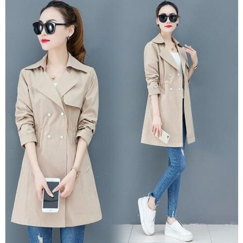 Windbreaker female long section spring and autumn slim slimming wild 2020 spring new popular thin section coat tide W378