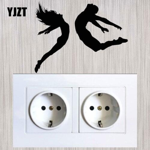 YJZT Jumping Woman And Man Sports Fitness Gym Vinyl Wall Stickers Switch Decals 8SS2204