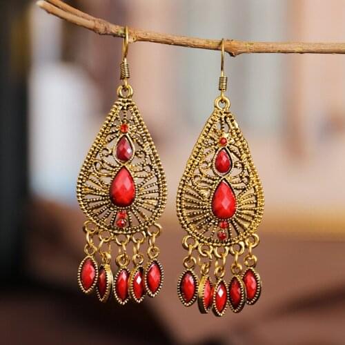 2021 Vintage Boho India Ethnic Water Drop Alloy Beads Dangle Earrings For Women Female 2020 Wedding Fashion Jewelry Accessories