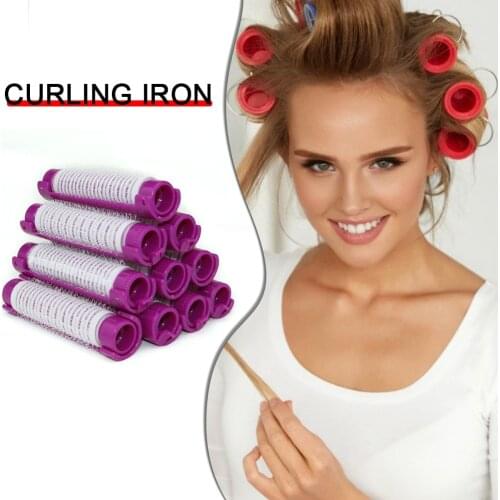 10pcs Self-adhesive Curling Iron Hairdressing Professional Long Lasting Curly Hair Fluffy Hair Rollers Perm Rods Hair Curler