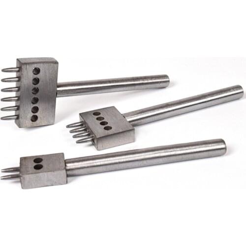 2/4/6 Prong 4/5/6/8mm Hole Punch Spacing Round Leather Punching Tool DIY Handmade Stitched Porous Circular Cut Row Punch