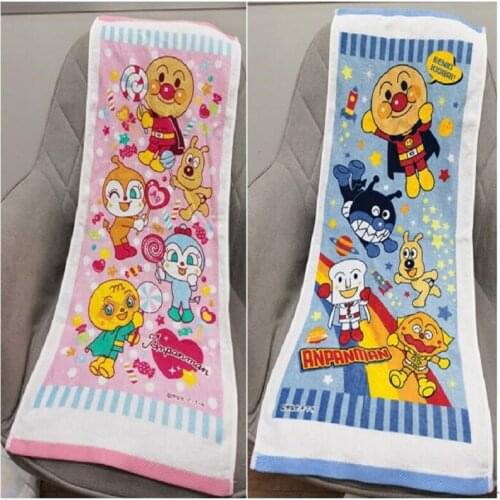 2PCS Cotton Bath Towel Sets 76X34CM Adult Bath Towels Anpanman Soft Friendly Face Hand Shower Towel for Bathroom Washcloth