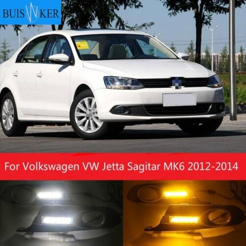 2pcs Fog lamp For Volkswagen VW Jetta Sagitar MK6 2012 2013 2014 car styling driving LED DRL Daytime Running Light Daylight