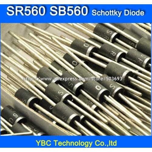 250pcs/lot SR560 SB560 5A/60V Schottky Diode Rectifier Diodes