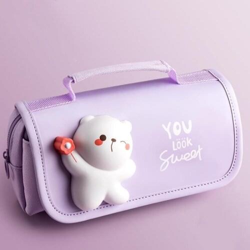 3D Pencil Case EVA Storage Box Lovely Purple Unicorn Cartoon Pen Bag for School Girl Kawaii Stationery Gift Pouch Eraser Holder