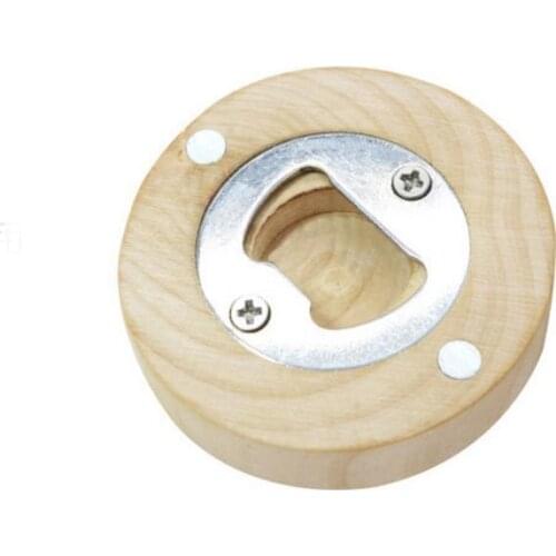 50Pcs/lot DIY Wooden Round Shape Bottle Opener Coaster Fridge Magnet Decoration Beer Bottle Opener Custom Logo